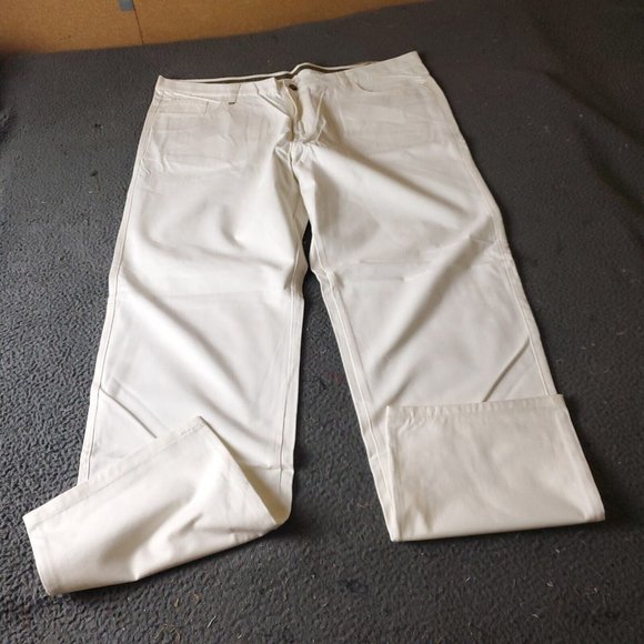 Wenceslao MottaPants Big Tall Mens Size 44 35L White Cotton Chino Khaki